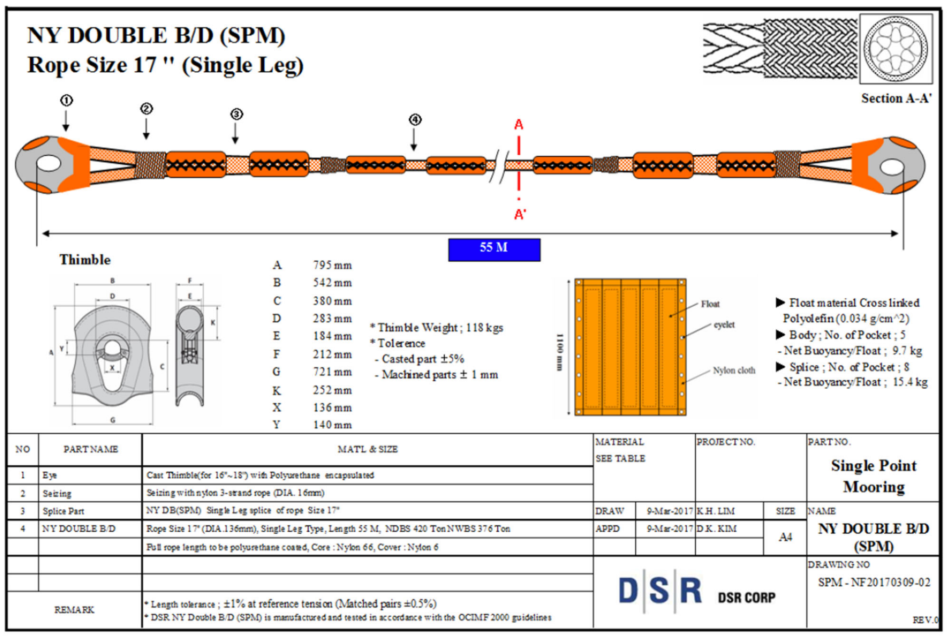 Mooring line holders-Dock line hook PHS 1400, incl. 1 hook